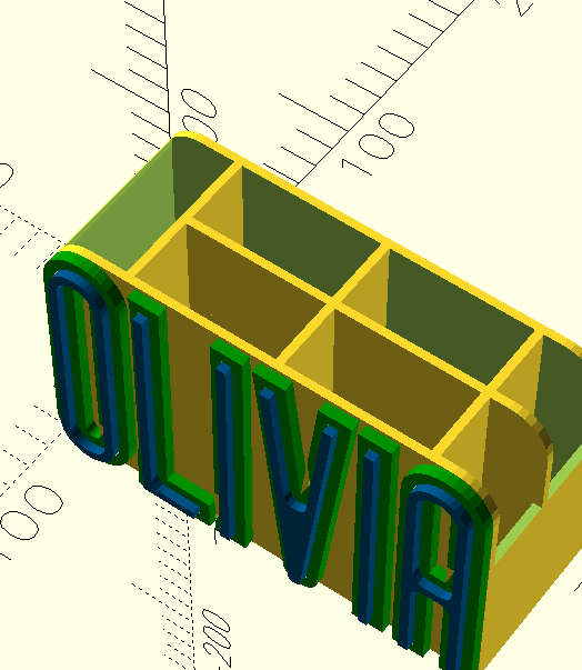 Openscad pencil and pen holder 16