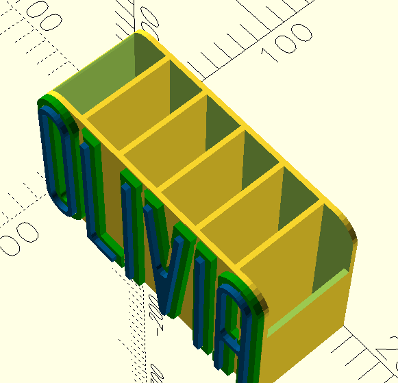 Openscad pencil and pen holder 17