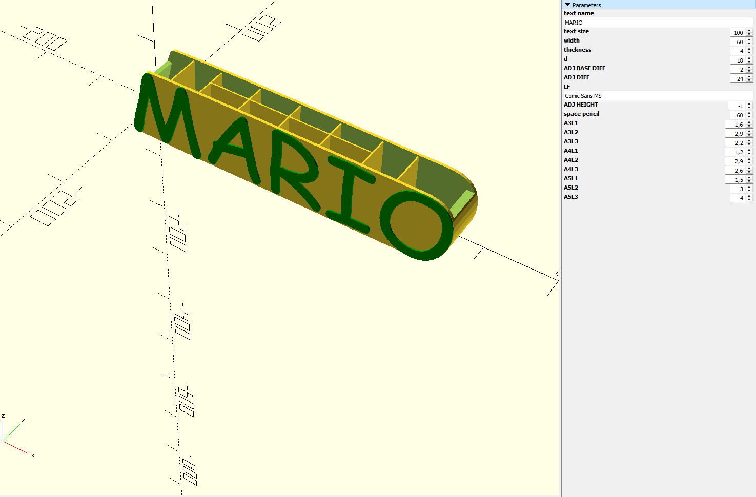 Openscad pencil and pen holder 5