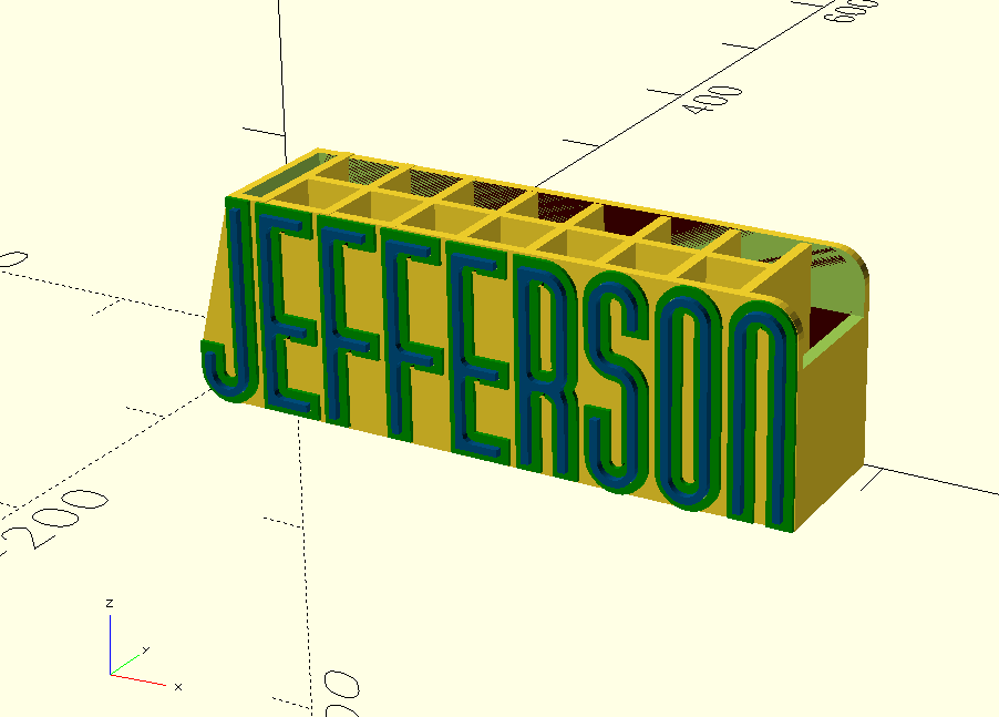 Openscad pencil and pen holder
