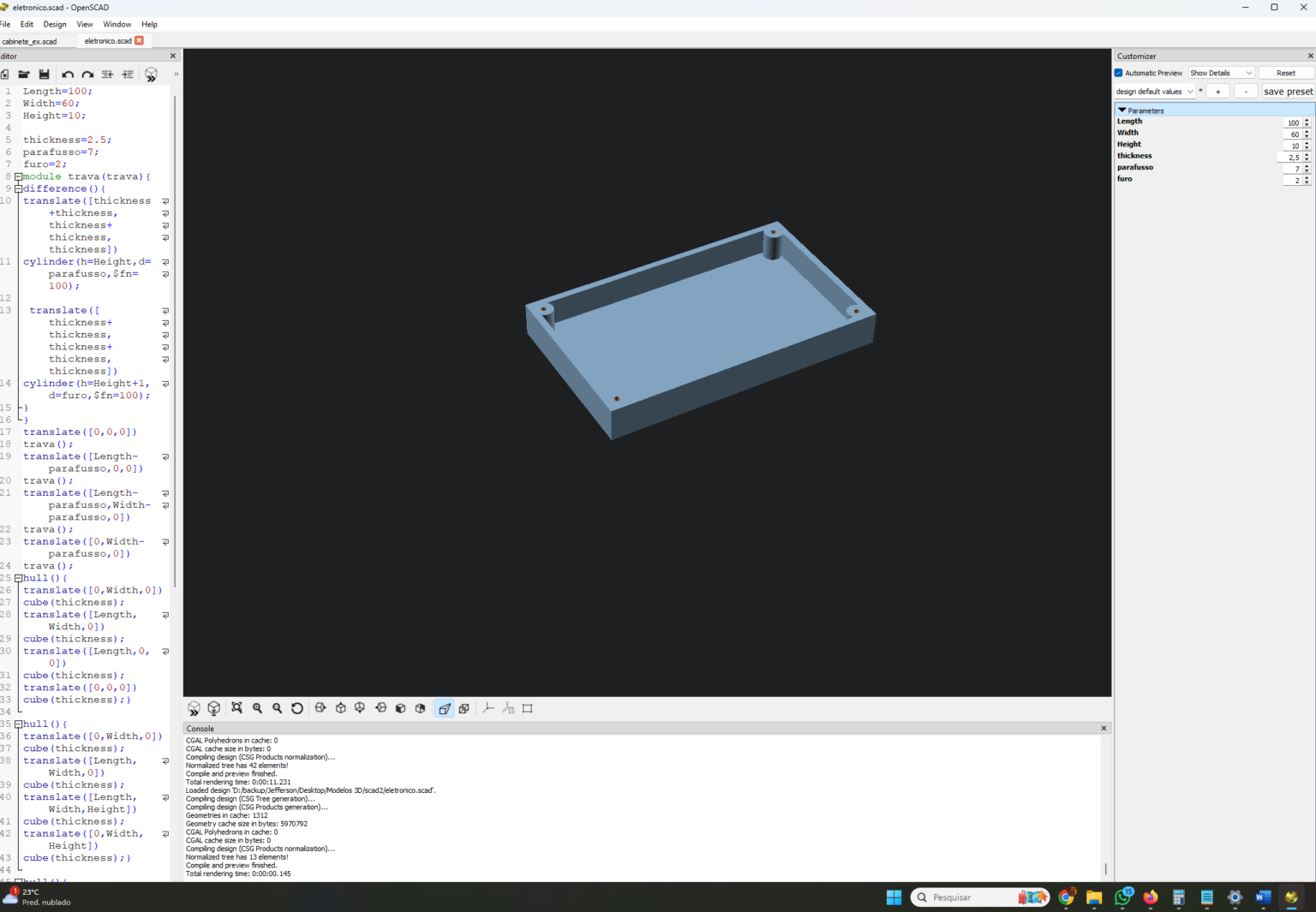 openscad-eletronics-case